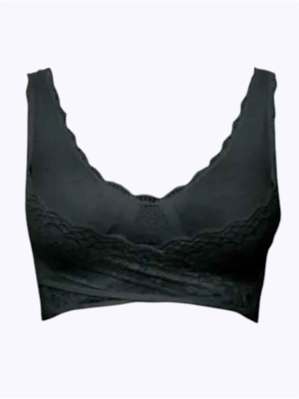 NEW! CaraMia Bra Padded Bralette, Wire-Free Lace Criss-Cross Straps Black 3X